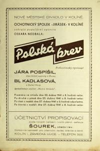 Kolín, Jirásek, Modrá hvězda, Polská krev - program, 1941