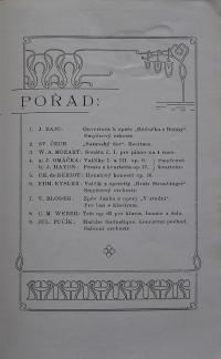 Brněnec, Hudební a ochotnický kroužek, Akademie - progarm, 1905