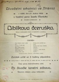 Třtěnice, Divadelní ochotníci, Diblíkova dceruška - plakát, 1906