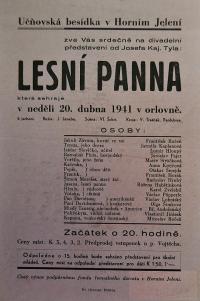 Horní Jelení, Učňovská besídka, Lesní panna - plakát, 1941