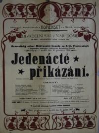 Praha-Vinohrady,  Národní vzdělávací beseda dělnická Komenský, Jedenácté přikázání-plakát, 1904