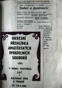 Třebíč, Mladá scéna, Bubáci a hastrmani, Trnava, OP amatérských divadelních souborů, 1981