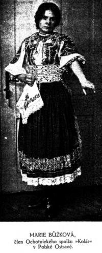 Ostrava-Slezská Ostrava, DS Kolár - členka Kolára Marie Bůžková v kostýmu Maryši, 1911