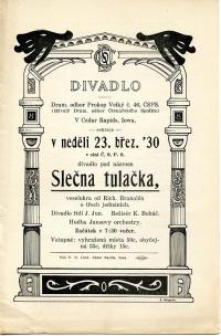 Cedar Rapids, Prokop Veliký, Slečna tulačka - program, 1930