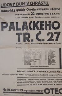 Chrást, Osvěta, Palackého třída 27 – plakát, 1939