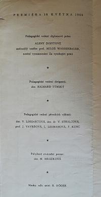 Brno, Svatoboj, Operní studio, Služka paní - program, 1966