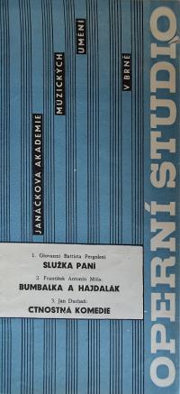 Brno, Svatoboj, Operní studio, Služka paní - program, 1966