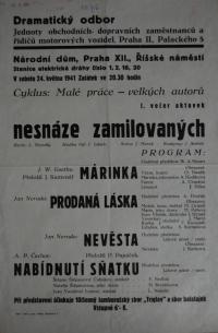 Praha-Vinohrady, DrO Jednoty obchodních-dopravních zaměstnanců a řidičů motorových vozidel, Nesnáze zamilovaných - plakát, 1941 